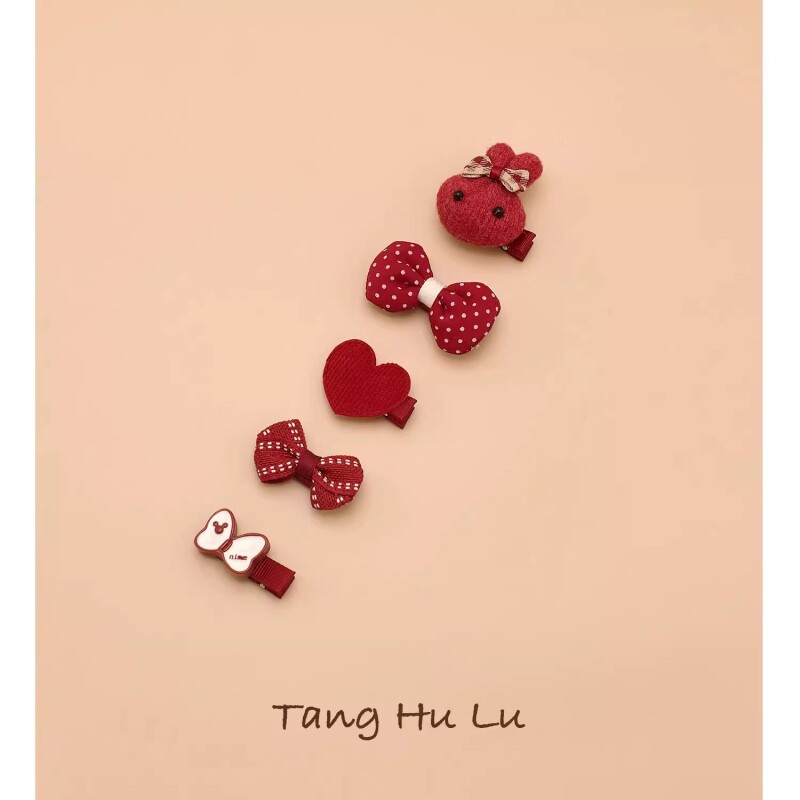 新年红色婴儿发夹宝宝全包布不伤发发饰发卡儿童小夹子女头饰