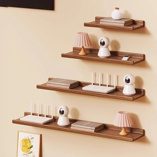 实木路由器放置架挂壁式机顶盒固定架贴墙插座支架客厅台面显示器