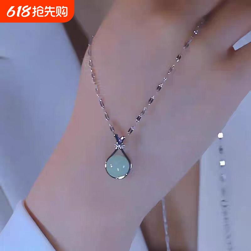 钛钢项链 新中式银色福袋项链网红爆款高级感锁骨链轻奢气质吊坠