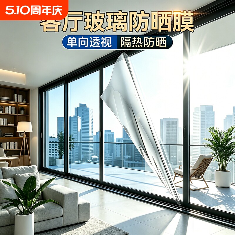 家用窗户玻璃防晒隔热膜阳台遮阳遮光单向透视隐私贴纸膜防紫外线
