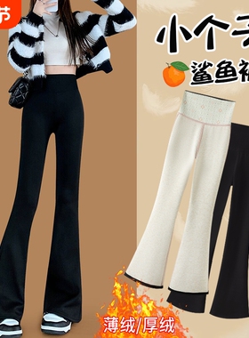 145cm小个子微喇鲨鱼裤女秋冬季加绒2025新款显瘦瑜伽喇叭裤.外穿