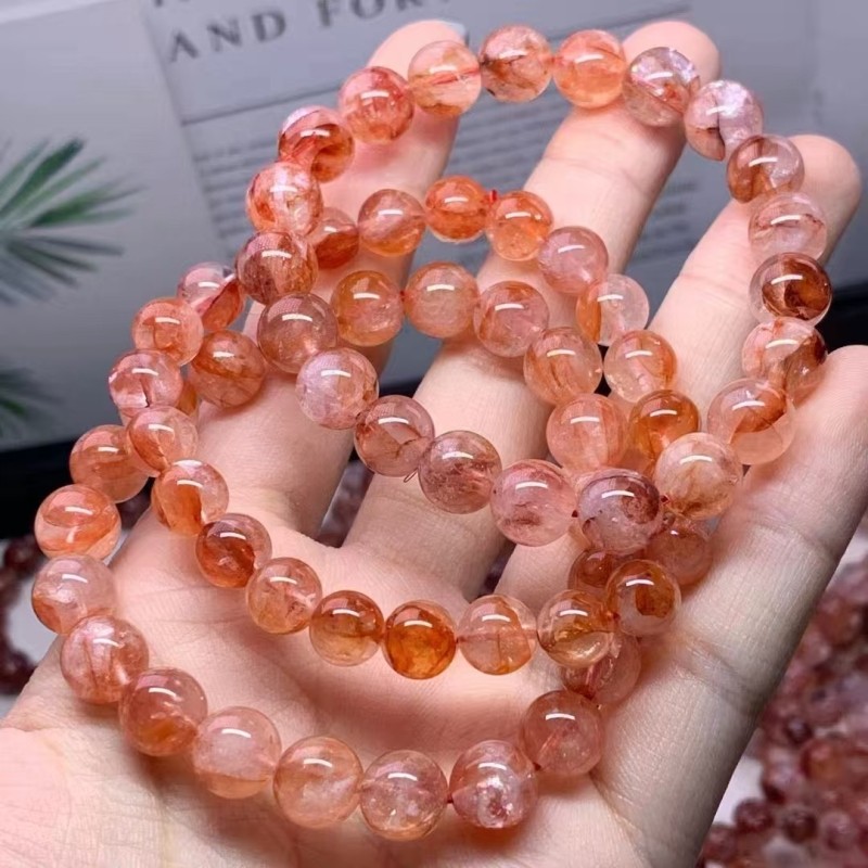 雅鸽（饰品）红胶花异象俏色凤凰鸩羽幽灵胶花水晶手链简约时尚