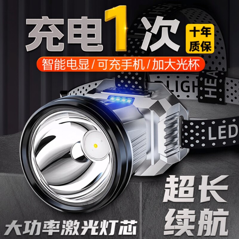 公牛适用头灯强光德国品质超亮头戴式感应矿灯夜钓鱼专用超长续航