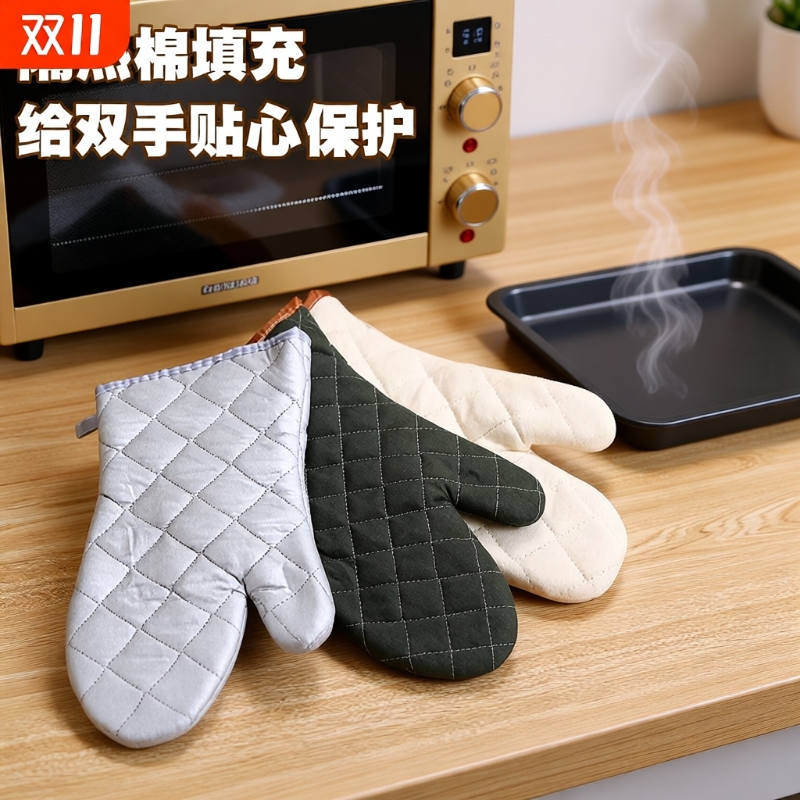 微波炉隔热手套防烫手套耐热加厚厨房烘焙烤箱耐高温手套