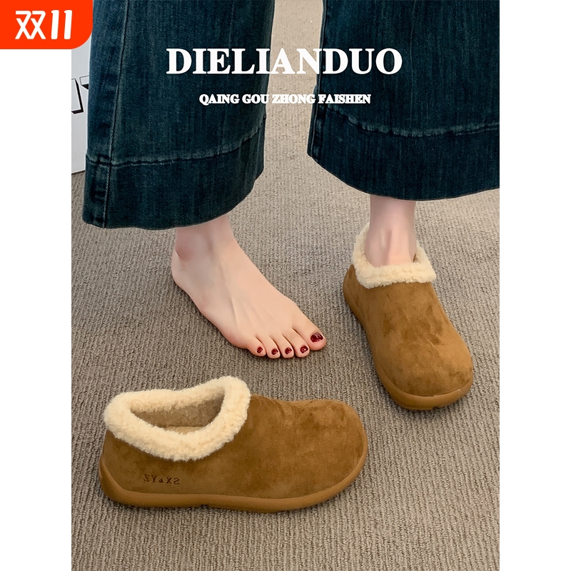 小土豆勃肯鞋女款2025新款冬季加绒加厚保暖一脚蹬雪地棉鞋子女鞋