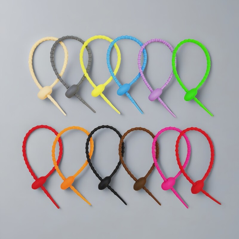 彩色硅胶扎带手工DIY配饰可重复使用钥匙扣圈链绳包挂饰配件挂件