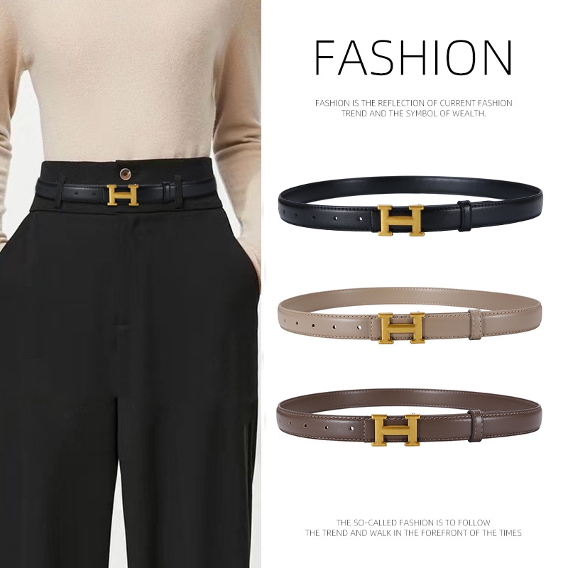 爱马男仕情侣新款字母H皮带女士铜扣进口头层牛皮男士腰带纯皮真