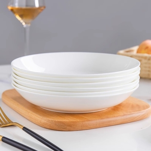 陶瓷深盘纯白果盘酒店商用菜盘家用饭盘盘子釉下彩炒菜西餐高温