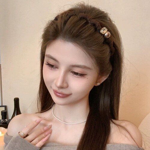 珍珠高颅顶发箍带齿防滑头饰女