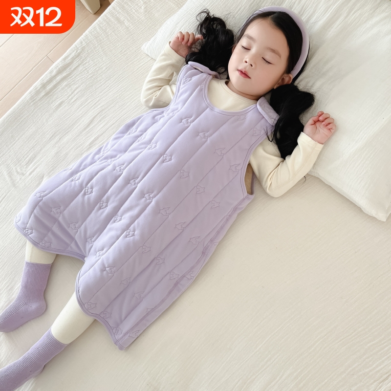 宝宝羊毛蚕丝加棉加厚保暖睡袋男女童A类背心式连体睡衣恒温中厚