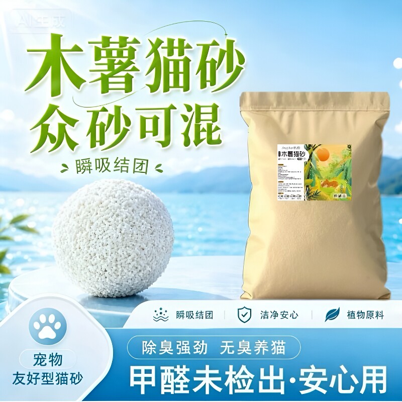 木薯猫砂大包装批发10斤结团除臭不粘底囤货低尘幼猫植物豆腐香味