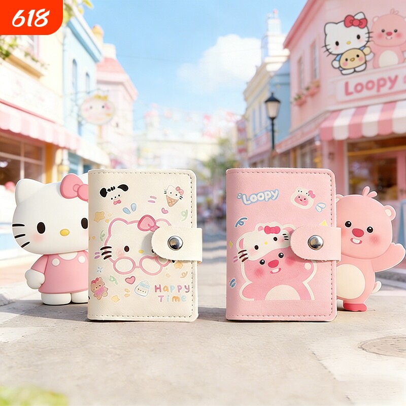 2026新款凯蒂猫卡包女可爱多卡位证件零钱包简约小巧拉链闺蜜卡套