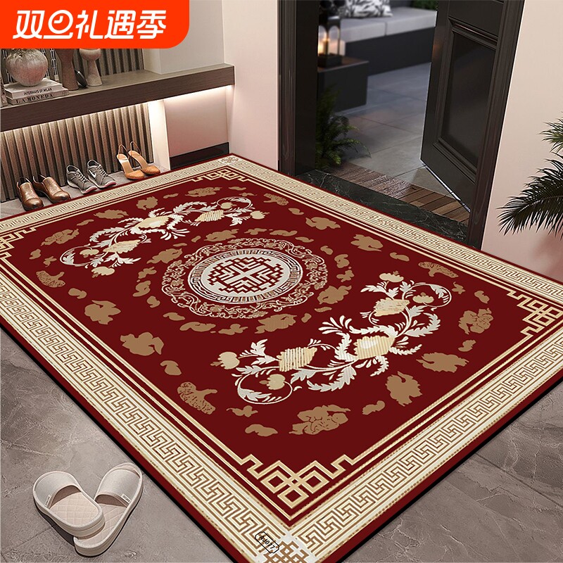 新中式入户门地垫客厅玄关进门脚垫大门口地毯耐脏门垫防滑吸水