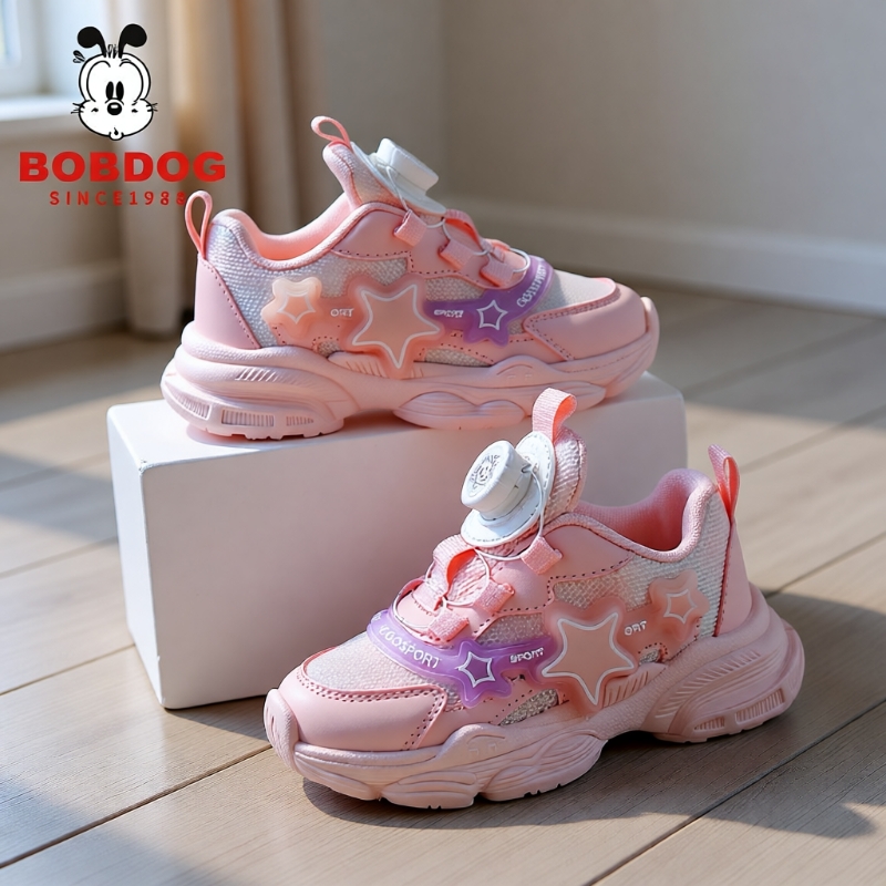 巴布豆儿童女童透气网面运动鞋
