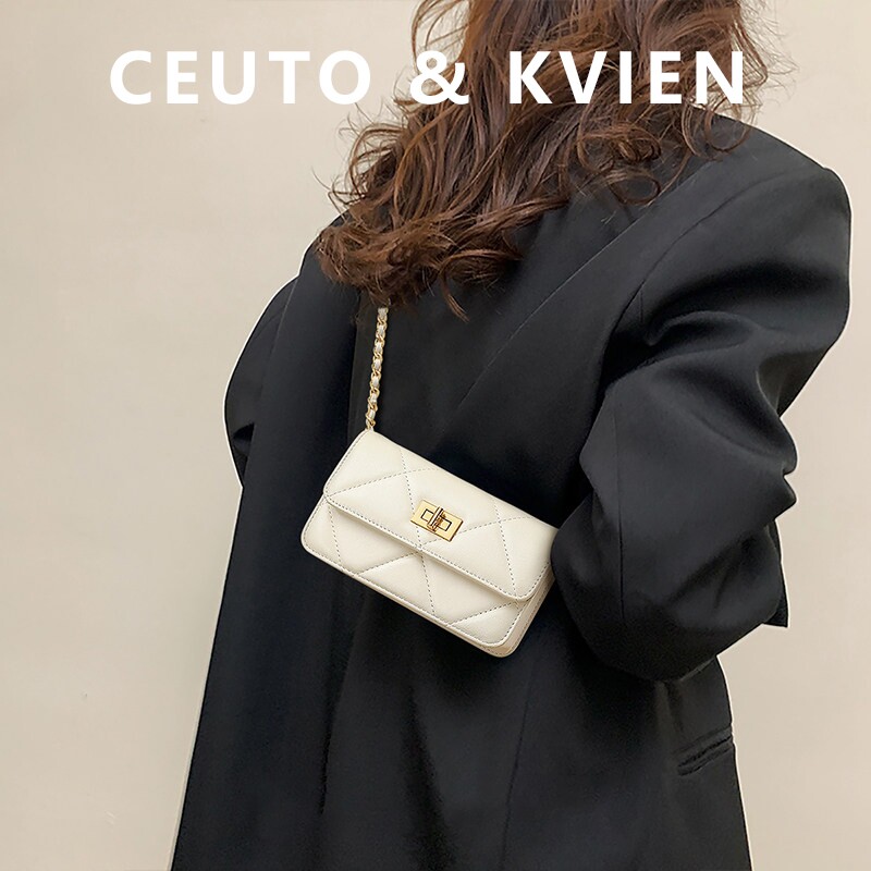 CEUTOKVIEN小香风小方包女高级感手机包真软皮单肩斜挎菱格