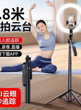 2026新款智能AI跟拍云台四轴自拍杆人脸360deg旋转旅游便携落地三脚架防抖自动人脸追踪直播支架演唱拍摄神器