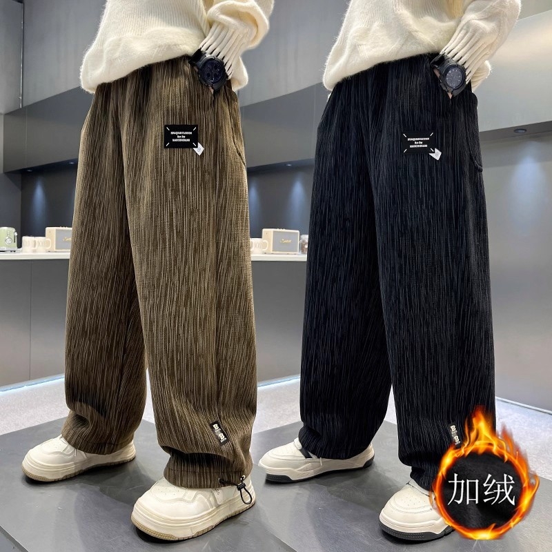 男童秋冬加绒加厚直筒裤中大