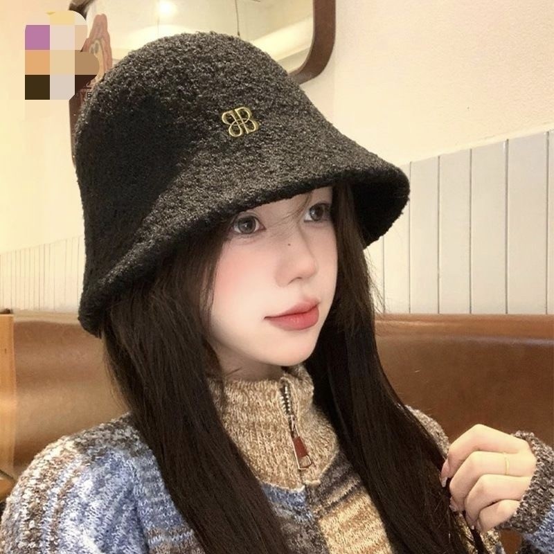 毛绒渔夫帽女秋冬大头围女士韩版水桶帽子百搭保暖盆帽显脸小防寒