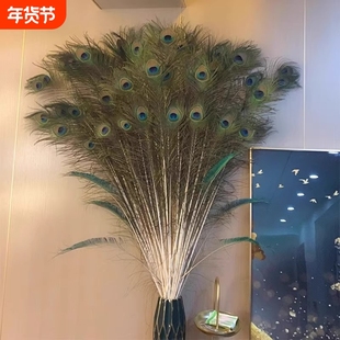 天然真孔雀羽毛翎尾大眼睛客厅摆件 花瓶插花装饰品DIY配件孔雀毛