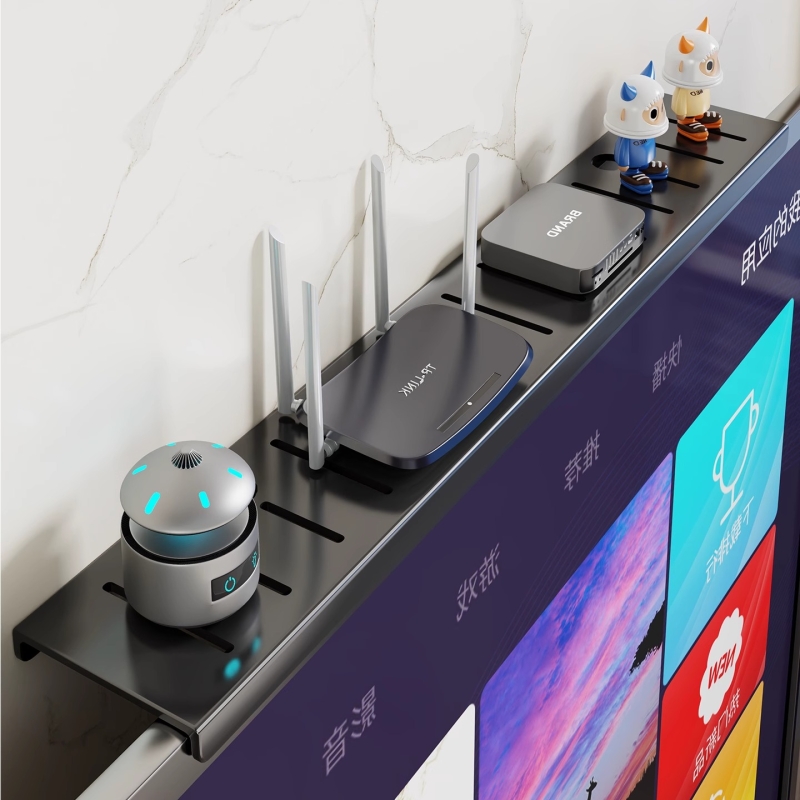 一挂即用免打孔置物架电视上面