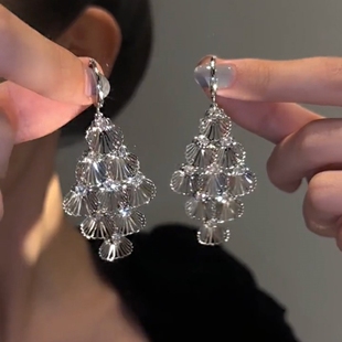 女 小众2025新款 独特夸张复古孔雀扇形吊坠耳环时尚 气质高级感个性