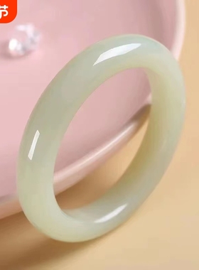 全网爆款平替仿新疆和田玉青白晴水冰种手镯子叮当镯细圆条透女