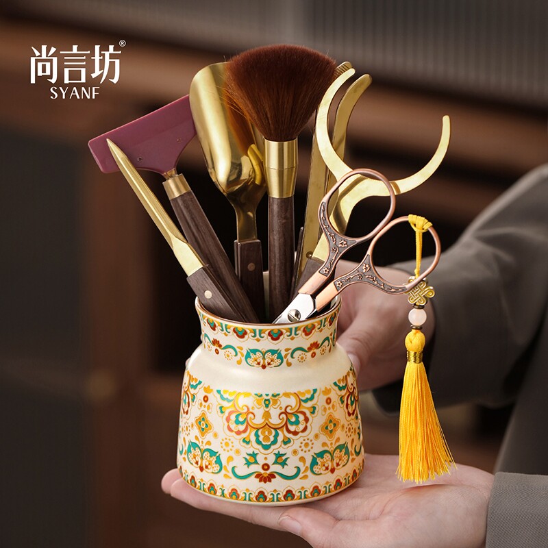 敦煌汝窑高档茶道六君子套装图片