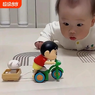 蜡笔小新爬行玩具婴儿引导早教宝宝学爬益智抬头模型玩偶公仔盲盒