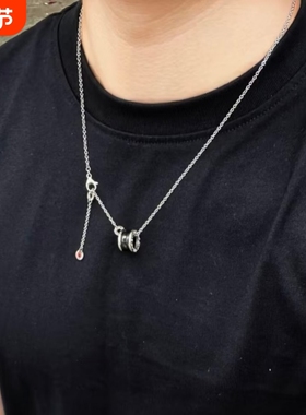 小蛮腰弹簧项链925银镀黑陶瓷小红人慈善款情侣锁骨链不掉色白金