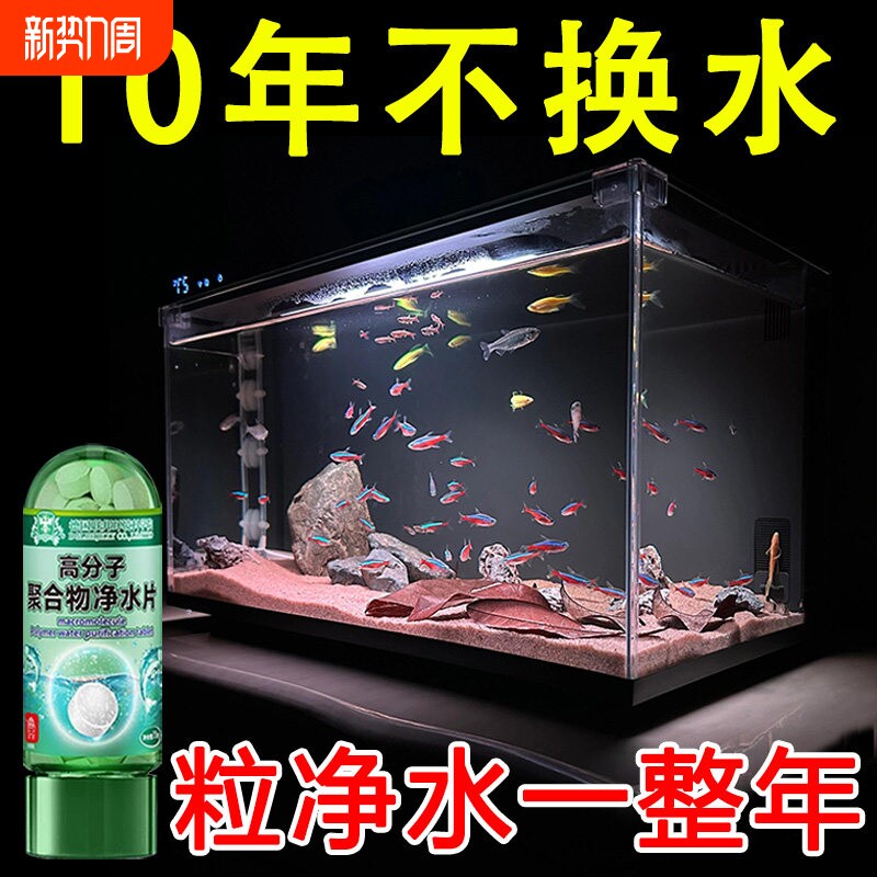 高分子聚合物水族净水片鱼缸适用改善黄水绿水不伤鱼水质清洁片