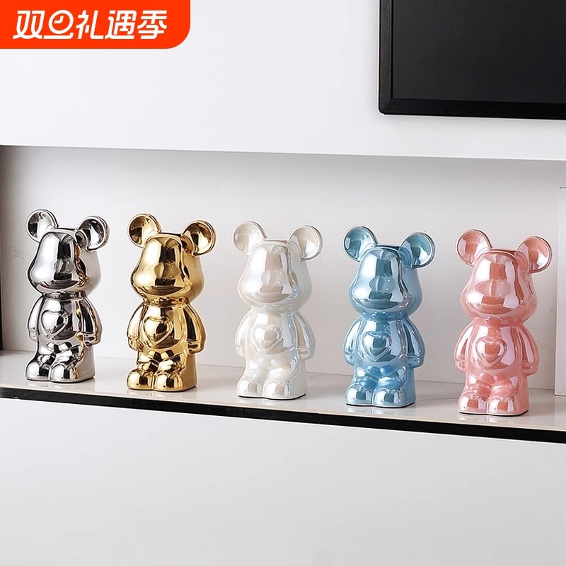 暴力熊轻奢陶瓷摆件桌面客厅玄关电视柜酒柜存钱罐家居装饰品氛围
