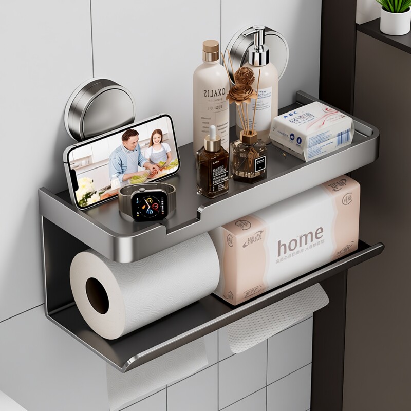 吸盘纸巾盒卫生间厕所收纳盒家用抽纸盒子免打孔浴室厨房湿纸巾