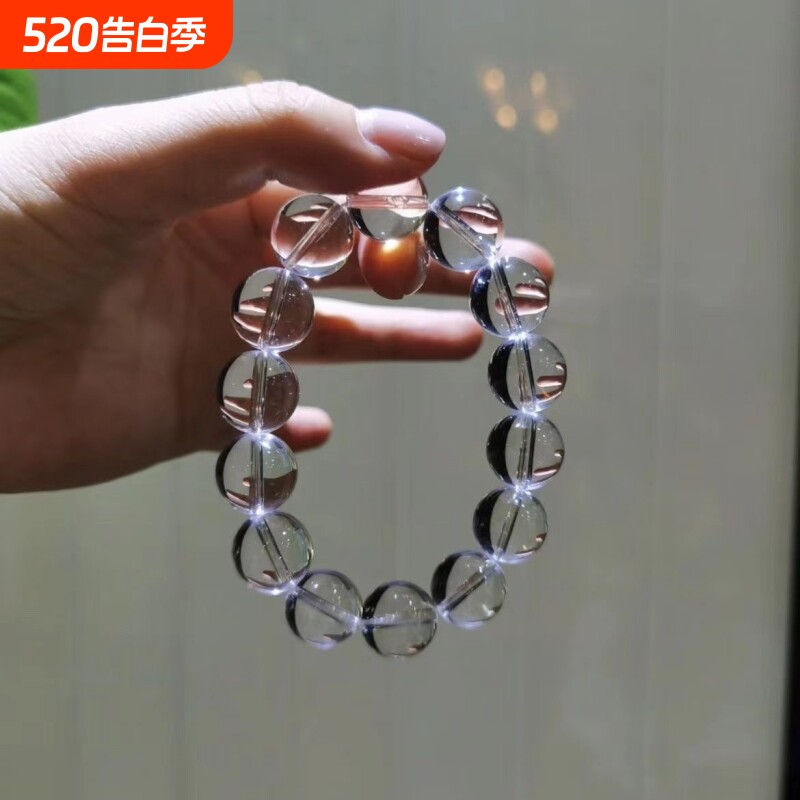 爆款仿白水晶桶珠手链佛珠女净体东海水晶手串透明珠子散珠三圈
