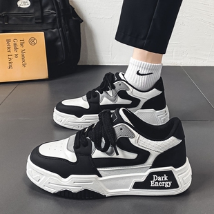 春季 休闲厚底增高百搭小白潮鞋 2026新款 男士 黑白熊猫板鞋 面包男鞋