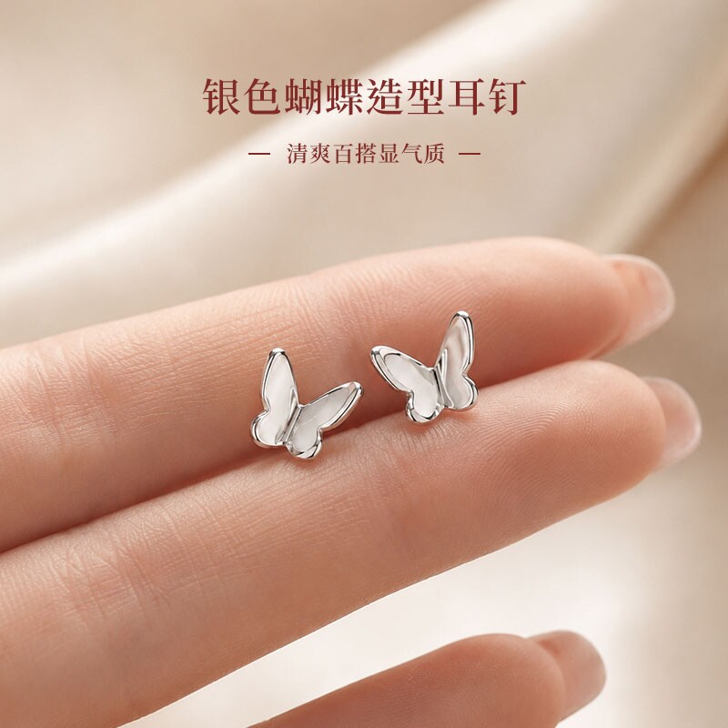 999银针蝴蝶耳钉睡觉免摘耳环图片