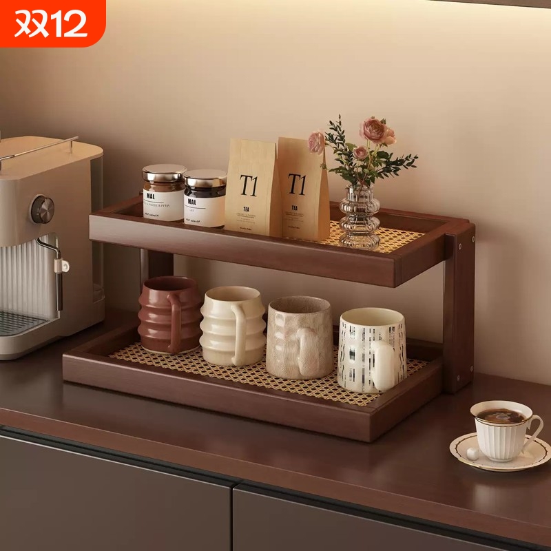 桌面杯架置物架餐桌杯子收纳架多层茶杯咖啡水杯收纳玄关放置架子