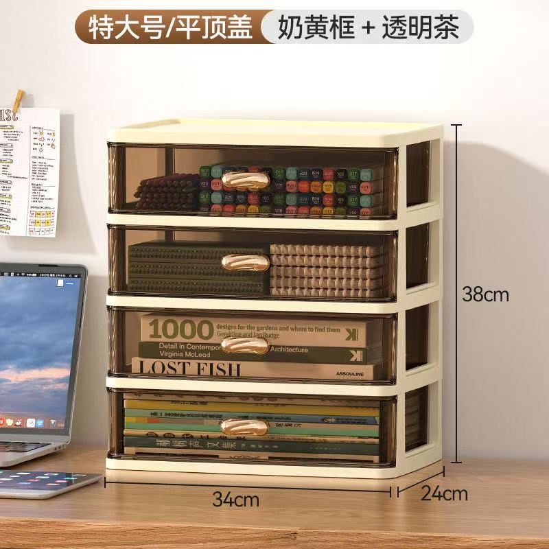 抽屉式桌面收纳盒办公室桌整理柜书桌文具化妆品药品学生置物架