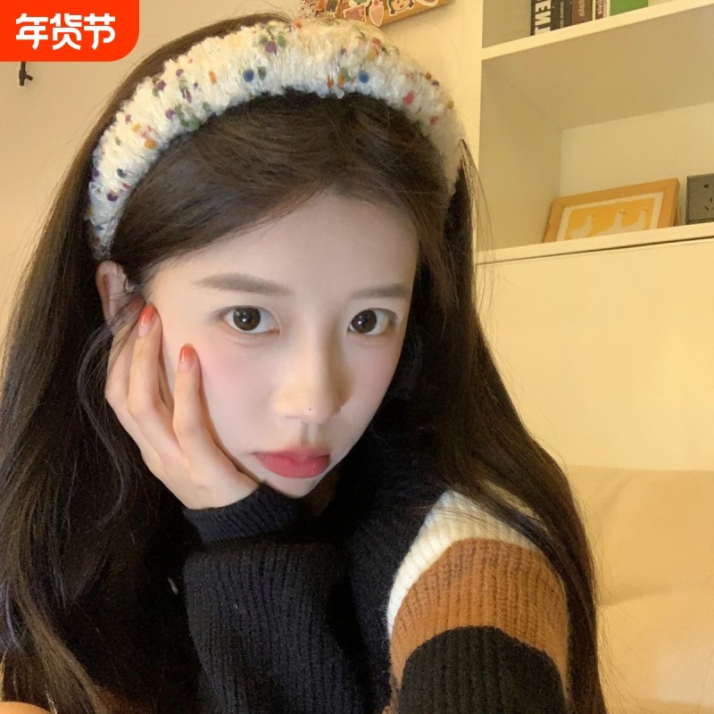 曲奇点点~彩色毛线手工绕织发箍撞色气质百搭网红压发头箍发饰品