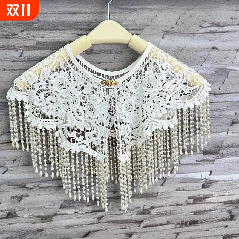 旗袍云肩重工珍珠流苏披肩