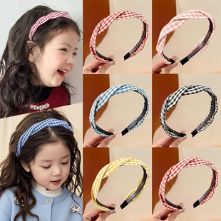 儿童刘海碎发神器发箍女童防滑压发头箍不勒头小女孩发卡格子麻花
