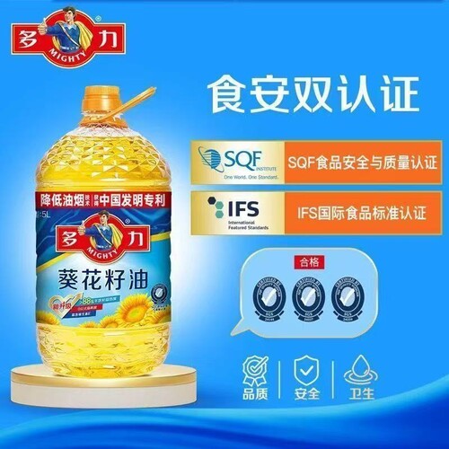 多力葵花籽油5L+238ml油桶装食用油家用厨房油桶装清香黄金
