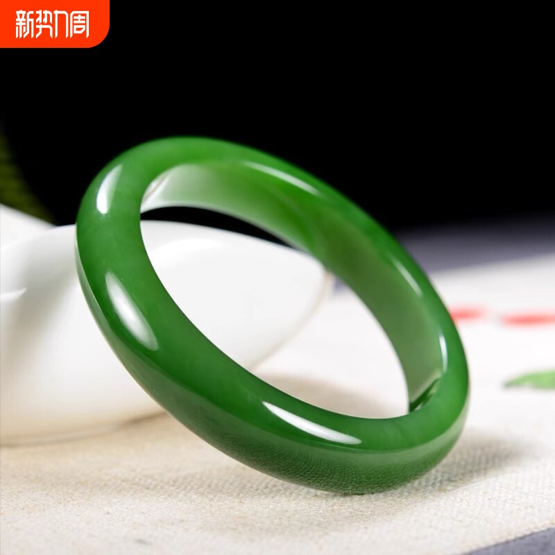 时尚新款碧绿色琉璃正品手镯仿新疆和田玉碧玉阳绿菠菜绿手镯