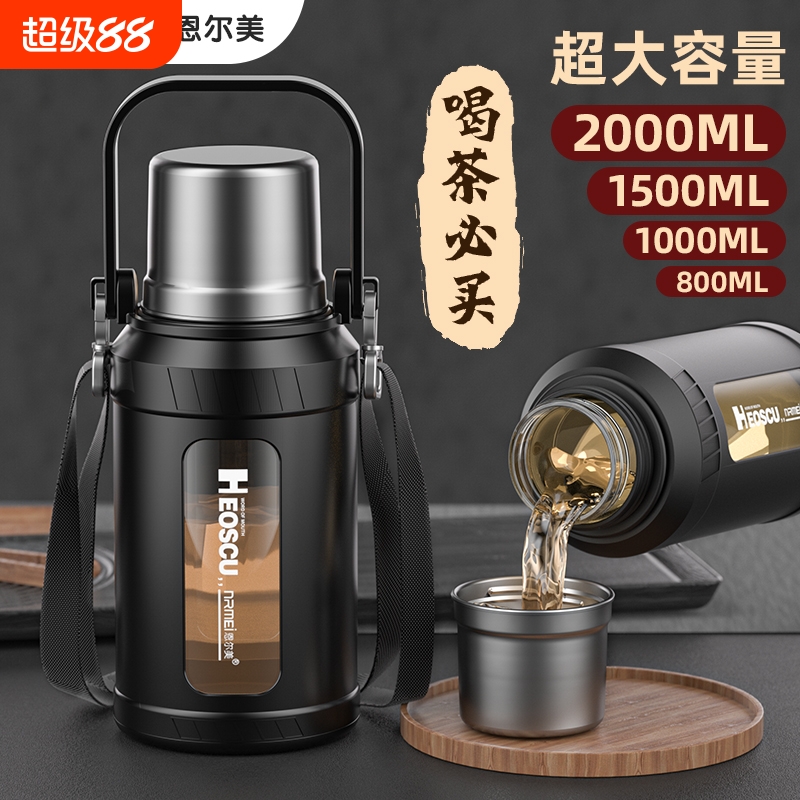 防摔防爆玻璃杯大容量水杯耐高温男士2000ml1000大号泡茶杯子焕新