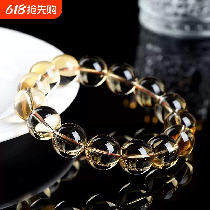 天然7A级黄水晶巴西手链暴力纯天然黄净体男女手串饰品礼物情侣