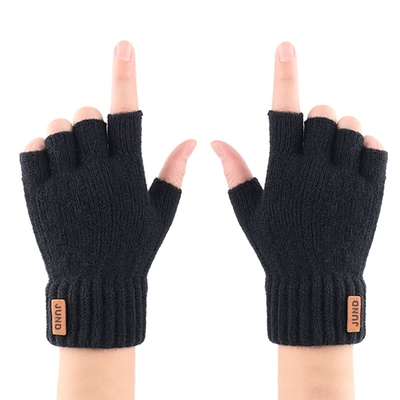 冬季加厚保暖毛线针织半指手套