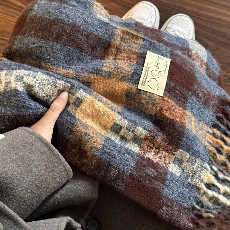 围巾女秋冬季高级氛围感2025新款加厚格子韩系保暖围脖男冬天礼物