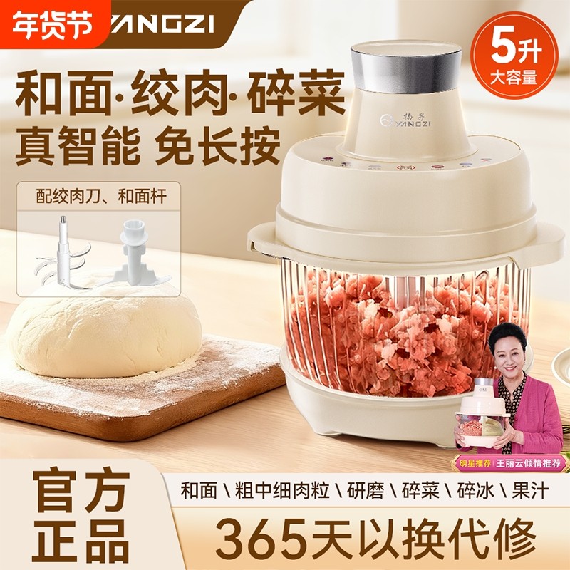 扬子绞肉机和面绞肉多功能5升电动搅拌机全自动料理机揉面新款,厨房电器,绞肉/碎肉/绞菜机/佐料机,淘宝优惠券,粉丝福利购,淘宝优惠卷