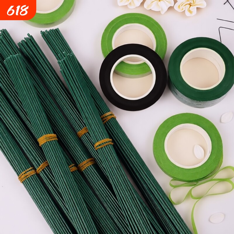 绿色花艺扭扭棒胶带2号花杆胶布花束手工diy材料包制作小雏菊向日葵百合花巨型玫瑰花皱纹纸纸胶带毛条根