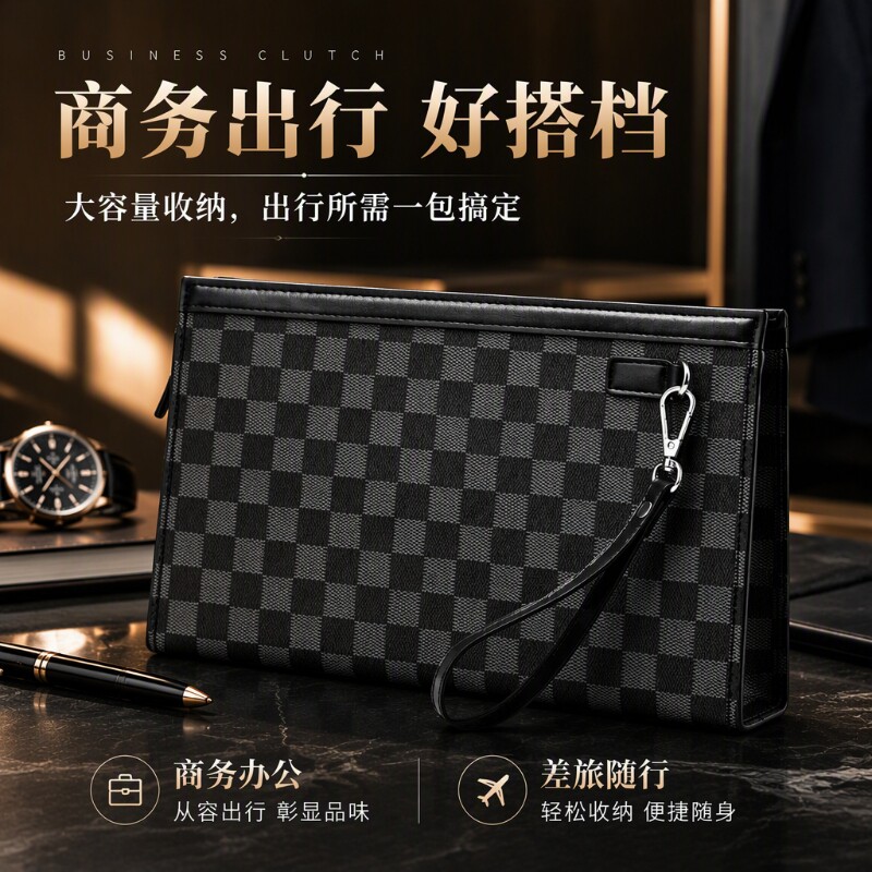 男士手拿包大牌手包大容量夹包洗漱包时尚休闲手拎包手机钱包商务