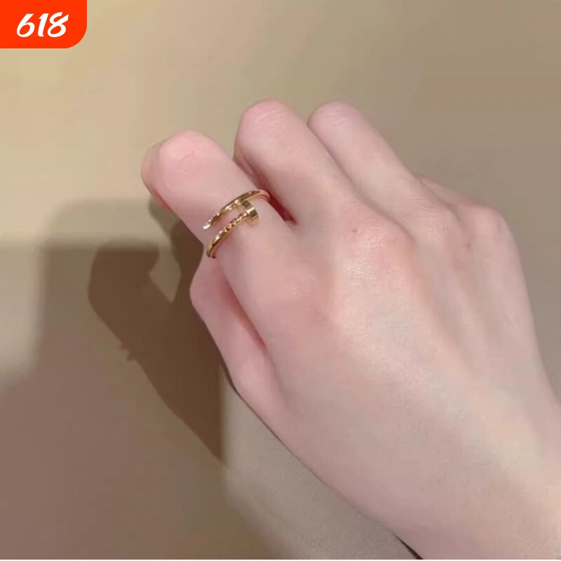 原创无钻钉子戒指女小众设计感高级轻奢食指戒情侣对戒玫瑰金黄金